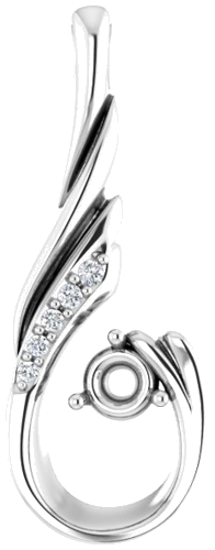 14K White 3 mm Round .02 CTW Natural Diamond Semi-Set Pendant (1)