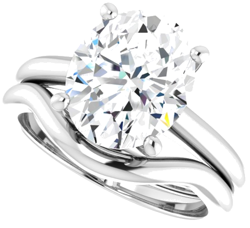 14K White 11x9 mm Oval Solitaire Engagement Ring Mounting (10)