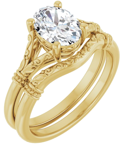 14K Yellow 8x6 mm Oval Solitaire Engagement Ring Mounting (6)