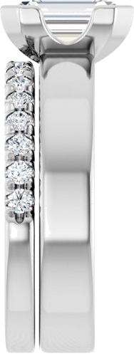 Sužadėtuvių Žiedas „Half-Bezel Solitaire“ 14k white gold Emerald 8mm x 6mm (9)
