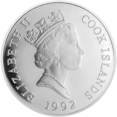 50 долларов Лемур 1992 Острова Кука серебряная монета (2)