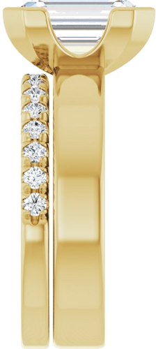Sužadėtuvių Žiedas „Half-Bezel Solitaire“ 14k yellow gold Emerald 10mm x 8mm (9)
