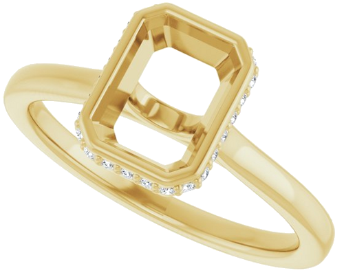 Sužadėtuvių Žiedas „Hidden Halo-Style“ 14k yellow gold Emerald 7.5mm x 5.5mm (5)