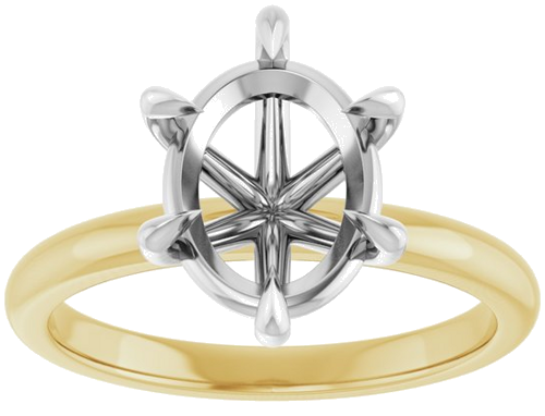 Sužadėtuvių Žiedas „Claw-Prong“ 14k yellow/white gold Oval 10mm x 8mm (3)