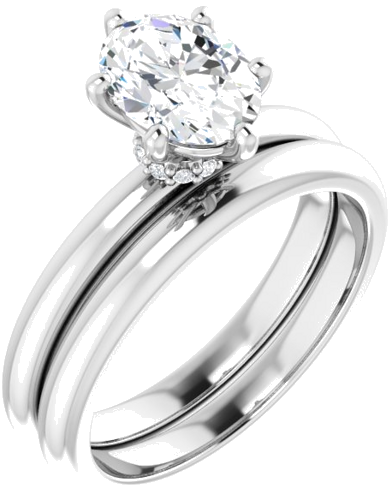 Sužadėtuvių Žiedas „Accented“ 14k white gold Oval 8mm x 6mm (7)