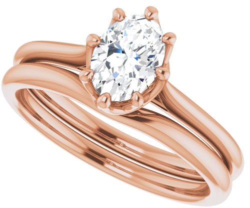 Sužadėtuvių Žiedas „Solitaire“ 14k rose gold Oval 7mm x 5mm (10)