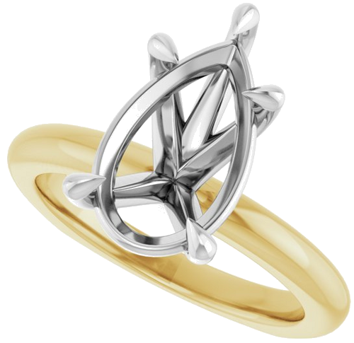 Sužadėtuvių Žiedas „Claw-Prong Euro Shank“ 14k yellow/white gold Pear 13mm x 8mm (5)