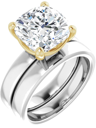 Sužadėtuvių Žiedas „Solitaire“ 14k white/yellow gold Cushion 10mm (6)