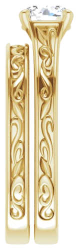 Sužadėtuvių Žiedas „Scroll Solitaire“ 585 Geltonojo Aukso Round 6mm (9)