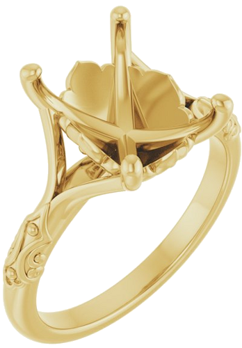 Sužadėtuvių Žiedas „Solitaire Sculptural“ 14k yellow gold Emerald 10mm x 8mm (1)
