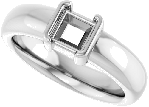Sužadėtuvių Žiedas „Half-Bezel Solitaire“ 14k white gold Square 5mm (5)