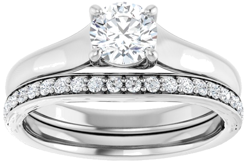 Sužadėtuvių Žiedas „Solitaire“ 585 Baltojo Aukso Round 5.2mm (8)