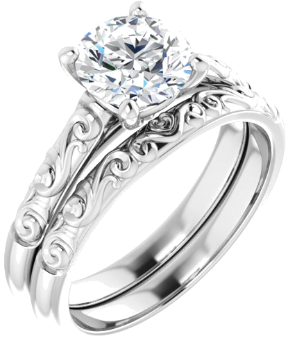 14K White 7 mm Round Solitaire Engagement Ring Mounting (6)