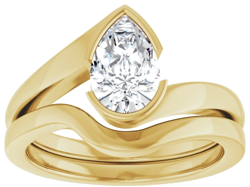 Sužadėtuvių Žiedas „Half-Bezel Solitaire“ 14k yellow gold Pear 8.5mm x 5.5mm (8)