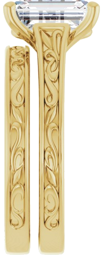 Sužadėtuvių Žiedas „Solitaire Scroll“ 14k yellow gold Emerald 9mm x 7mm (9)