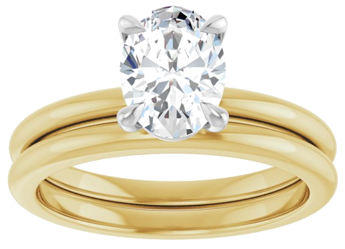 Sužadėtuvių Žiedas 585 Baltojo Ir Geltonojo Aukso Oval 8mm x 6mm (8)