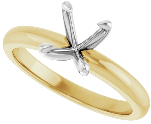 14K Yellow White 8x6 mm Oval Solitaire Engagement Ring Mounting (5)