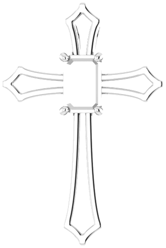 Pakabukas „Accented Cross“ 14k white gold Emerald 6mm x 4mm (1)