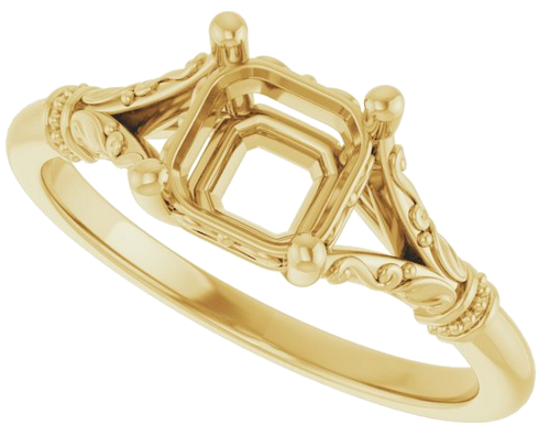 Sužadėtuvių Žiedas „Sculptural“ 10k yellow gold Asscher 6mm (5)