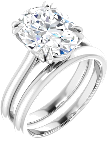 Sužadėtuvių Žiedas „Double Claw-Prong“ 14k white gold Oval 11mm x 9mm (6)