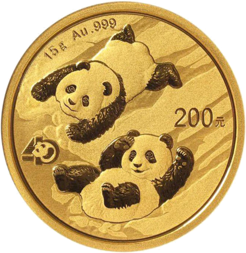 15 g Ķīnas 200 juaņu zelta monēta - Panda 2022 (1)
