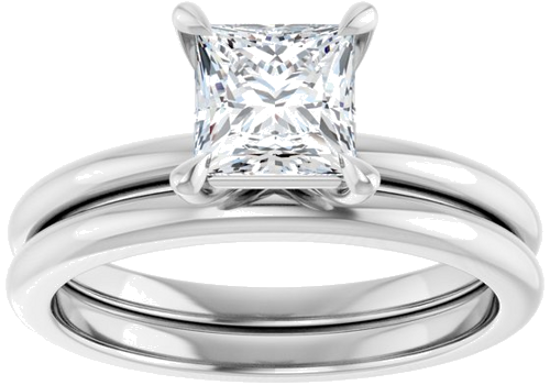 Sužadėtuvių Žiedas 585 Baltojo Aukso Square 5.5mm (8)