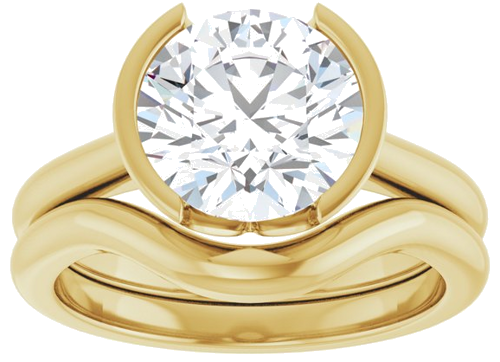 Sužadėtuvių Žiedas „Half Bezel Solitaire“ 585 Geltonojo Aukso Round 9mm (7)