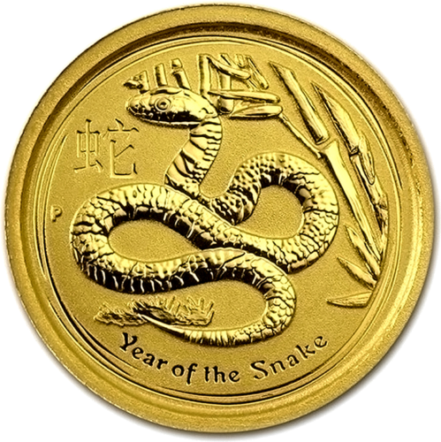 2013 Австралия Златна монета от 1/10 унция Година на змията (Lunar II) (1)