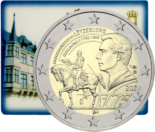 2024 Люксембург Гийом II монета 2 евро BU карта (1)