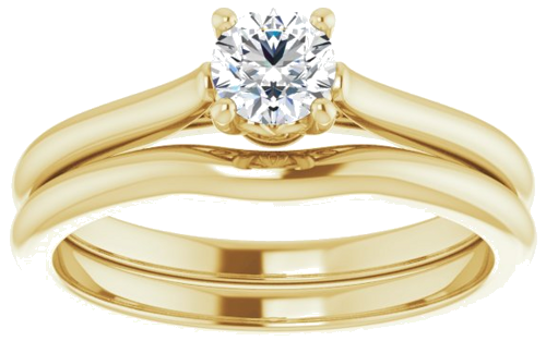 Sužadėtuvių Žiedas „Solitaire“ 10k yellow gold Round 4.4mm (8)