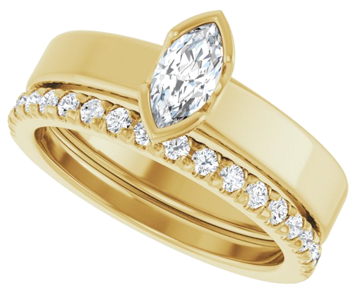 Sužadėtuvių Žiedas „Half-Bezel Solitaire“ 14k yellow gold Marquise 7mm x 3.5mm (10)