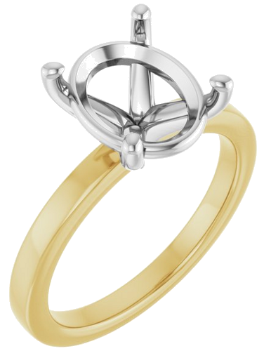 Sužadėtuvių Žiedas „Solitaire“ 14k yellow/white gold Oval 11mm x 9mm (1)