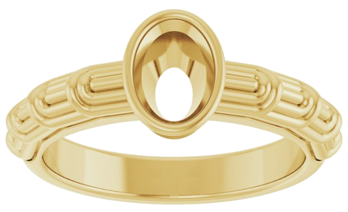 14K Yellow 7 x 5 mm Oval Solitaire Engagement Ring Mounting (3)