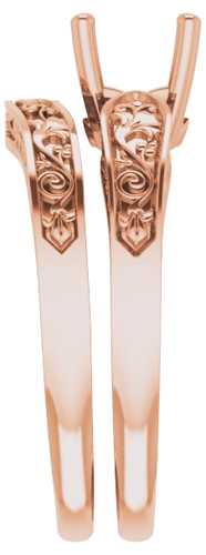 Sužadėtuvių Žiedas „Solitaire Floral“ 14k rose gold Asscher 5.5mm (9)