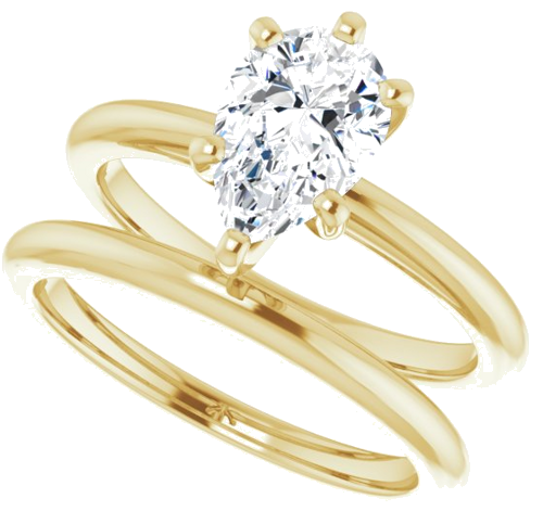 Sužadėtuvių Žiedas „Solitaire“ 585 Geltonojo Aukso Pear Shape 9mm x 6mm (10)