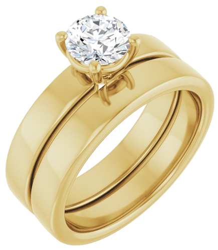 Sužadėtuvių Žiedas „Solitaire“ 585 Geltonojo Aukso Round 5.8mm (6)