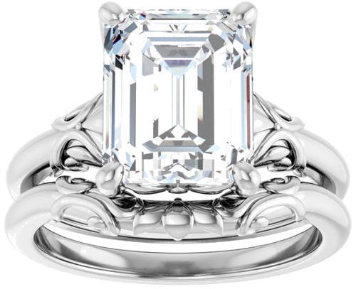 Sužadėtuvių Žiedas „Solitaire“ 14k white gold Emerald 10mm x 8mm (8)