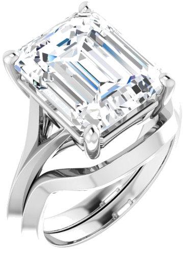 Sužadėtuvių Žiedas „Solitaire Split Shank“ 14k white gold Emerald 12mm x 10mm (6)