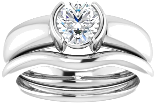 Sužadėtuvių Žiedas „Half Bezel Solitaire“ 585 Baltojo Aukso Round 6mm (8)