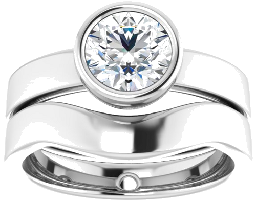 Sužadėtuvių Žiedas „Bezel-Set Solitaire“ 10k white gold Round 6.5mm (8)