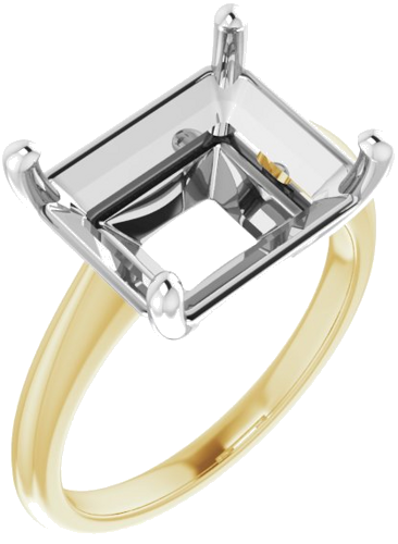 Sužadėtuvių Žiedas „Solitaire“ 14k yellow/white gold Emerald 12mm x 10mm (1)