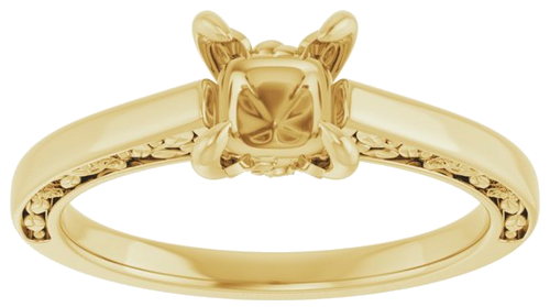 Sužadėtuvių Žiedas „Solitaire Floral“ 14k yellow gold Round 6.5mm (3)