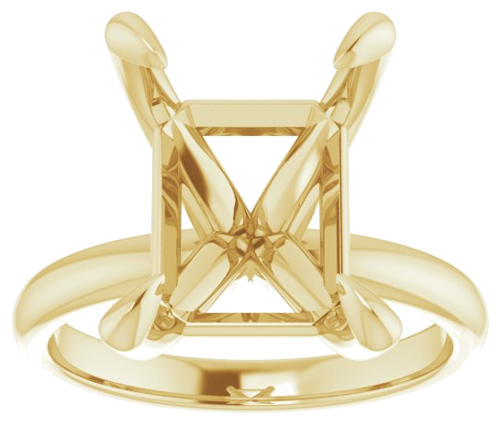 14K Yellow  12x10 mm Emerald Solitaire Engagement Ring Mounting (3)