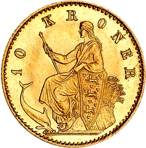 10 kronų Christian IX (1873-1900) Danijos karalystė auksinė moneta (2)