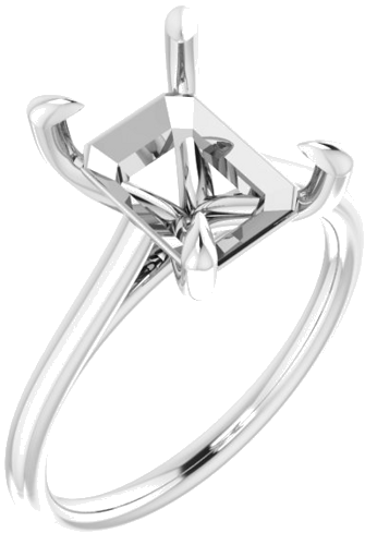 14K White  10x8 mm Emerald Solitaire Engagement Ring Mounting (1)