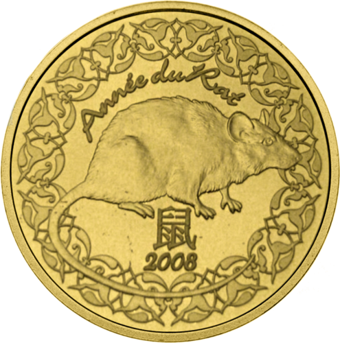 10 евро Год Крысы 2008 Франция золотая монета (1)