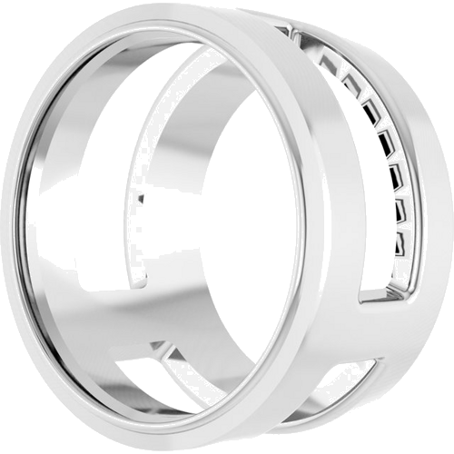 Pakabukas „Round Bezel-Set Slide“ 750 Baltojo Aukso Round 9mm (2)
