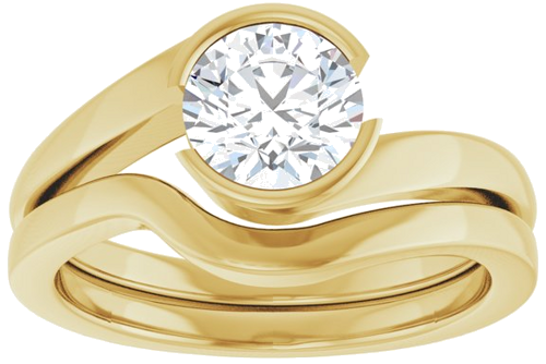 Sužadėtuvių Žiedas „Half-Bezel Solitaire“ 14k yellow gold Round 6.5mm (8)