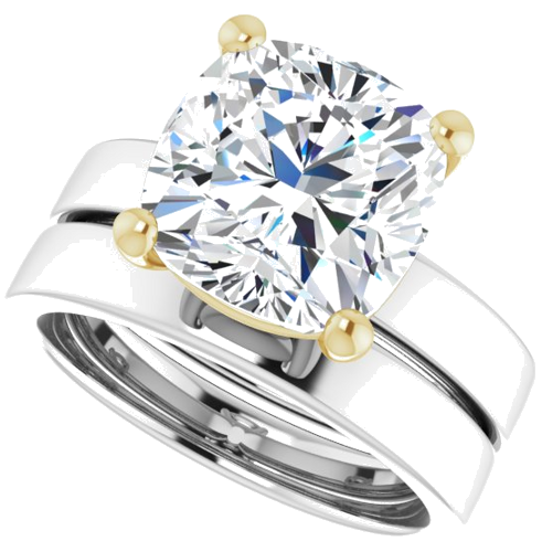 Sužadėtuvių Žiedas „Solitaire“ 14k white/yellow gold Cushion 10mm (10)