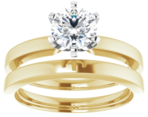 Sužadėtuvių Žiedas „Solitaire“ 585 Baltojo Ir Geltonojo Aukso Round 6mm (8)
